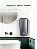 Distributeur automatique de savon sans contact 3-en-1 en aluminium mural, 1000 ml, pour gel moussant et spray, autonomie de 100 000 utilisations sur batterie