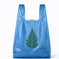 Sac de courses en plastique jetable bleu avec logo personnalisé et motif végétal unique pour supermarchés sur le marché africain