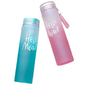 Personalizza LOGO Hello Master bottiglia d'acqua in vetro ecologico smerigliato colorato sport bambini bottiglia d'acqua in vetro da 400ml