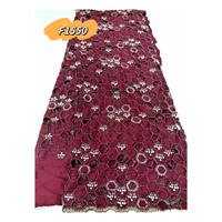 Tissu en dentelle brodée de perles multicolores de luxe en voile de polyester pour mariage à Dubaï et costumes de scène