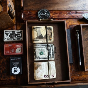 For Portable Vintage Genuine Leather Short <b>Wallet</b> Open Multi-Card Coin Holder Thread Pattern Polyester Lining Unisex - Product Image 5