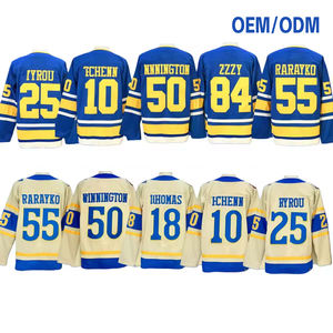 高級な新品メンズフル刺繍アイスホッケーユニフォーム # 25 # 10 # 18 # 55 # 84 # 50ステッチ入り通気性メッシュカジュアルアスレチックユニフォーム - Product Image 1