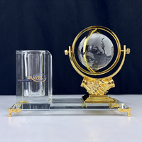 Ensemble de porte-stylos en cristal en forme de globe métallique or, argent, bronze, cadeau d'anniversaire, décoration de table MH-B0386
