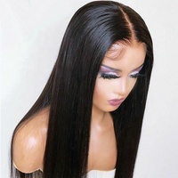 Perruque Lace Front HD 5x5 en Cheveux Indiens Remy Vierges à 100% Naturels, Longue et Lisse, Sans Colle, avec Baby Hair, Densité 150% - Vente en Gros