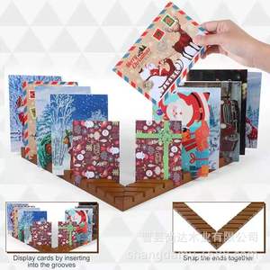 Expositor de tarjetas de madera, adorno de escritorio, organizador y decoración para tarjetas de felicitación y postales, expositor de madera maciza - Product Image 3