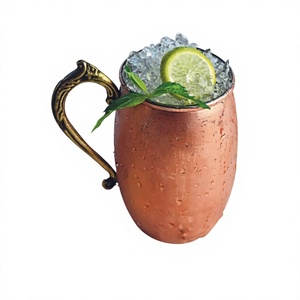 Mug à Moscow Mule 100% cuivre, avec poignée en laiton massif, style vintage, mugs de voyage en cuivre pour idées cadeaux - Product Image 1