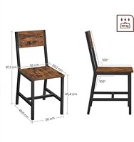Chaise de salle à manger vintage OEM la moins chère en gros, chaise de cuisine rustique marron avec cadre en acier noir mat