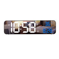 Vente chaude voix/sons contrôle affichage de la température led miroir table horloge carrée avec alarme