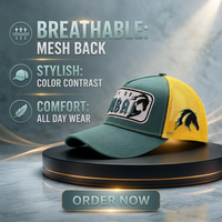 Fabricante de Guangzhou, Venta al por Mayor de Gorras de Béisbol con Bordado 3D, Gorra Trucker Personalizable de 5 Paneles con Malla para Sublimación de Logotipos