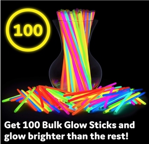 100pk 8 pulgadas Neon Glow Dark Light Sticks Suministros y decoraciones para fiestas Collares brillantes Pulseras con conectores Favores de fiesta - Product Image 3
