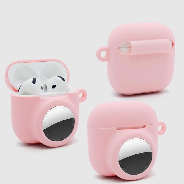 2-in-1 Anti-lost Silicone Case of AirPods 4 (2024 )& AirTag Soft Full Protective Case for Wireless Blue Tooth Headphone Cover