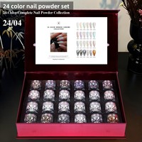 Ensemble de manucure magique en cristal de luxe, poudre 24 couleurs, finition miroir, ensemble de poudre chromée violette, poudre à ongles transparente comme du cristal