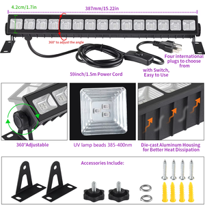 <span class=keywords><strong>36W</strong></span> <span class=keywords><strong>UV</strong></span> 395nm Blacklight LED Bar <span class=keywords><strong>Neon</strong></span> Halloween Fluorescent Disco Lights 110V 220V Ultraviolet Lampe pour Glow Party DJ Illuminate - Product Image 2