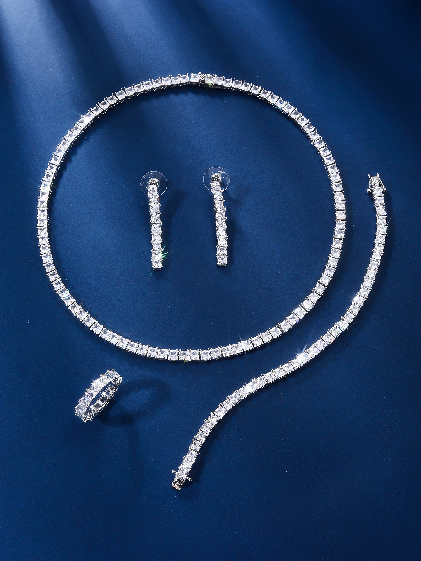 zircon jewelry set silver 925