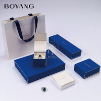 Boîte à bijoux personnalisée Boyang, écologique, bleue, avec fermeture magnétique, en forme de livre, pour collier avec pendentif