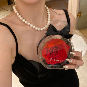 Hecho a mano elegante flor para siempre caja de regalo del Día de San Valentín presente Real preservado inmortal eternidad rosa en una caja de diamante Acrílico - Product Image 5