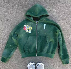 Yingling Blank Full <b>Zip</b> <b>up</b> Hoodie Oversize 400gsm Zipper Hoodies Cotton Heavyweight Boxy Custom Rhinestone <b>Cropped</b> <b>Zip</b> <b>up</b> Hoodie - Product Image 4