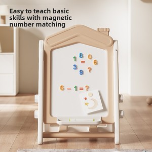 Pizarra de <span class=keywords><strong>Dibujo</strong></span> Magnética Multifuncional de Plástico para Niños, Bloques de Construcción 3D de Doble Cara, Altura Ajustable, Plegable, con Almacenamiento - Product Image 3