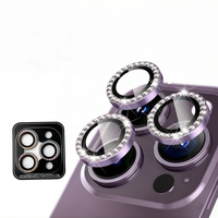 Protection d'objectif photo de luxe scintillante pour iPhone 16/17 Pro Max, film diamant brillant 9H à couverture intégrale, verre trempé avec revêtement AR+AF 2.5D