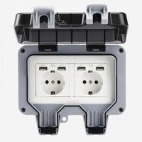 Boîtier de prise étanche IP66, boîte de raccordement électrique extérieure résistante aux intempéries, double prise avec interrupteur, couvercle de protection