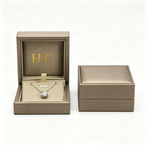 Vintage Necklace Box Luxury Flip Top Leather Jewelry Gift Box Velvet Insert Embossing Custom Logo Luxury Packaging Solution OEM - Product Image 2