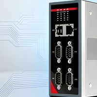 Gateway Modbus Industrial para Montaje en Riel DIN, 2x100Mbps Ethernet, 4 Puertos Seriales RS232/485 con Aislamiento Óptico