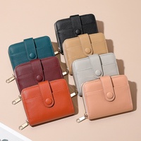 Dompet Koin Pendek Model Ritsleting 2026, Dompet Wanita Fashion Warna Solid Motif Kulit Leci, Dompet Multi-Slot Kartu