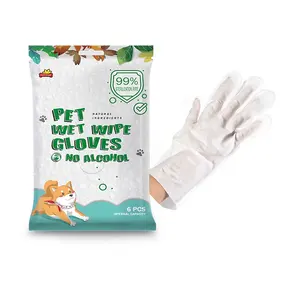 Pet Spa temizlik eldiveni hiçbir alkol nazik yumuşak dokunmamış kedi köpek mendil Pet ıslak mendiller eldiven