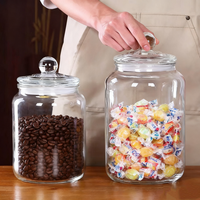 Grand pot de conservation alimentaire en verre transparent à large ouverture, 2L, 3L, 5L, 8L, 10L, avec couvercle en verre, pour farine, sucre, biscuits, grains de café
