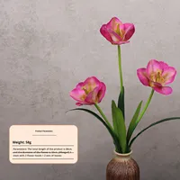 Buket Bunga Tulip Buatan Tangan Mewah Ringan Gaya Modern dari Sutra Plastik, Sentuhan Alami, Perlengkapan Pernikahan dan Ruang Tamu