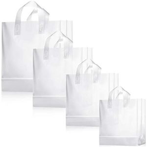 Frosted Plastic Gift Bags 4 Inch Clear With Handles Durable For Birthday Christmas Small Business Use - Product Image 1