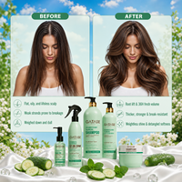 Shampooing et après-shampoing pour cheveux bouclés personnalisés en marque propre, ensemble de soins 6-en-1, menthe et concombre, hydratation intense, soins capillaires de salon