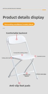 Silla de Comedor Plegable Moderna y Minimalista de Metal con Respaldo, Portátil para Bodas y Eventos al Aire Libre - Product Image 5
