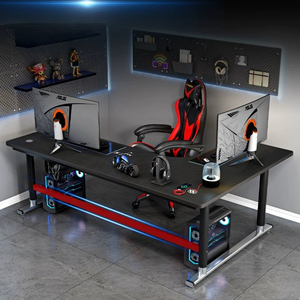 <strong>Black</strong> L-Shaped Gaming <strong>Desk</strong> with CPU Holder, Large Corner <strong>Computer</strong> Workstation for Dual Monitors - Product Image 2