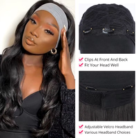 Perruque Bandeau Cheveux Naturels Vietnamiens Ondulés Remy Vierge Non Traités Longs Sans Colle Vente en Gros pour Femmes Noires