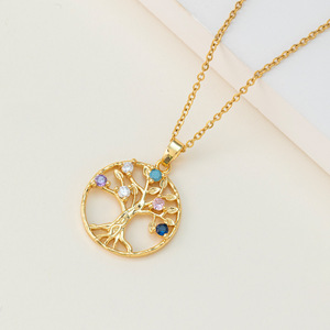 Collar <span class=keywords><strong>de</strong></span> Oro con Colgante <span class=keywords><strong>de</strong></span> Árbol <span class=keywords><strong>de</strong></span> la Vida para Niñas, Joyería <span class=keywords><strong>de</strong></span> Diamantes para Fiesta <span class=keywords><strong>de</strong></span> Halloween - Product Image 4
