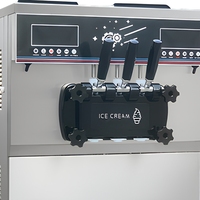 Machine à glaces à trois saveurs de haute qualité avec corps en acier inoxydable, facile à nettoyer et adaptée à une utilisation dans les restaurants