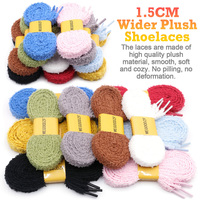 WEGOODZF Lacets Personnalisés 15 mm de Large, Plats, Colorés, Doux et Moelleux, Lacets de Chaussures en Peluche de Haute Qualité, Lacets Souples pour Sport Décontracté