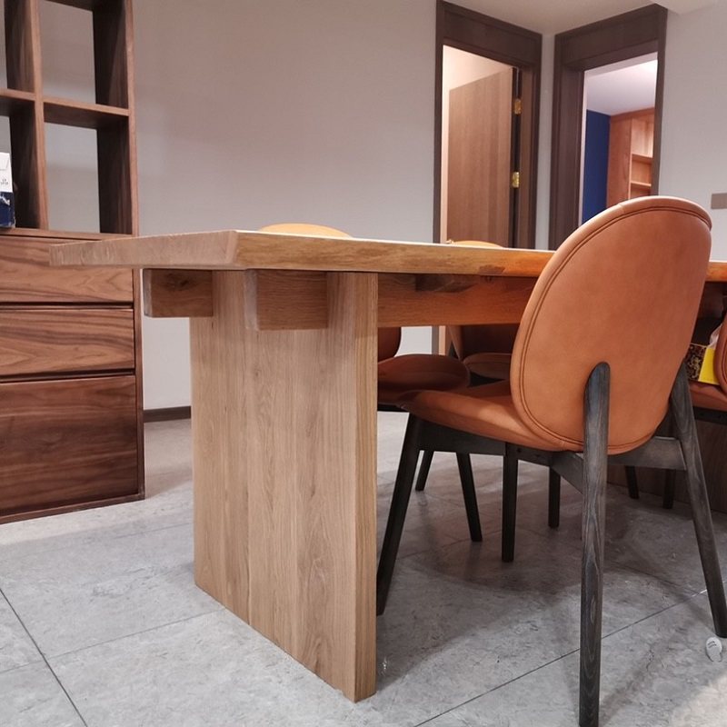 Pair of straight plate legs-white oak