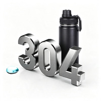 Bouteille d'eau sport isotherme en acier inoxydable 304, écologique, anti-fuite, avec logo personnalisé au laser, brosse de nettoyage, pour entreprises et usage personnel