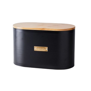 Boîte à pain en métal de style contemporain avec couvercle en bois, boîte à pain en métal pour comptoir de cuisine à bas prix - Product Image 1