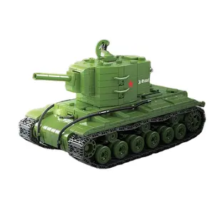 WW2 Military Series Building Blocks Toys KV-2 Heavy Tank Model With Mini Solider Figure Bricks Toys For Boys Birthdays Gifts ABS