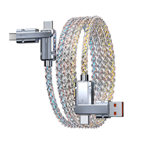 Cable de Carga Rápida USB LED Multifunción 4 en 1 de Ángulo Recto con Rotación de 540 Grados, 100W 5A, Suministro Directo de Fábrica