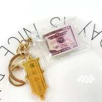 Porte-clés fantaisie style dessin animé avec billets de banque simulés, pendentif billet de banque présentant des unités de monnaie taïwanaises, américaines, coréennes et britanniques