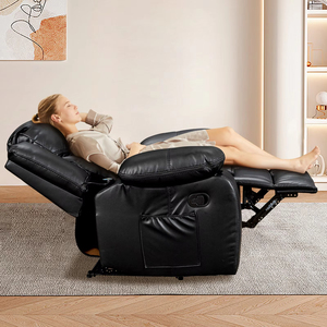 Hot Modern Single Recliner Stuhl Memory Foam Schwarz Kunstleder Pull Metallrahmen Faltbares ausziehbares Funktions <span class=keywords><strong>sofa</strong></span> - Product Image 1