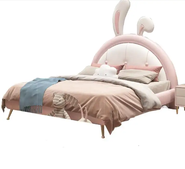 子供ピンクのベッドかわいいバニーガールズプリンセスダブルベッド