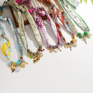 ผ้าพันคอดั้งเดิมจินนี่จี้สแตนเลสหินธรรมชาติที่มีเสน่ห์สร้อยคอพิมพ์ลายรูปหัวใจสายรัดผมของผู้หญิง - Product Image 3