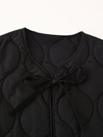 Manteau d'hiver chic et rétro pour femme, nouvelle collection 2026, col rond, orné d'un nœud, style décontracté et élégant, à manches longues.