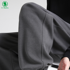 Trendy Men's Spring Autumn <strong>Chino</strong> Jogger Pants Loose <strong>Cuffed</strong> Leg Casual Sweatpants for Daily Commute Sports Trousers - Product Image 5