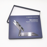 Caja de papel de cartón para portátil rígida de lujo Base y tapa de revestimiento de esponja para iPad Estuche para teclado inalámbrico